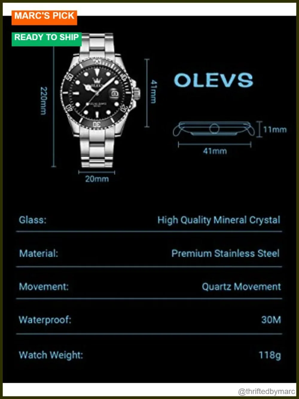 Stainless Steel Analog Watch with Date, Rotatable Bezel, Luminous Dial